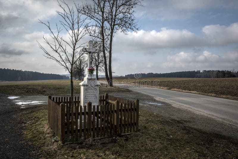 Jesus on the cross by the way royalty free stock image