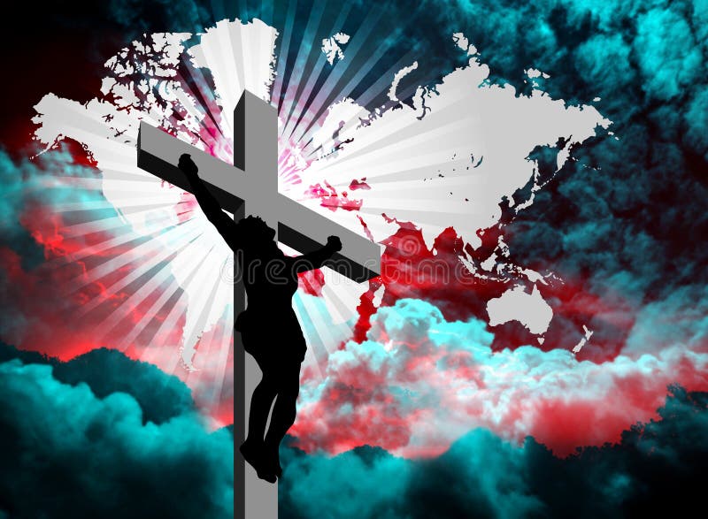 Jesus Crucifix Above World. Jesus Christ on the Cross Stock Vector -  Illustration of cross, crown: 159067836