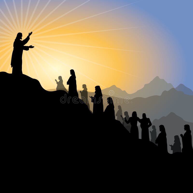 Jesus, der Predigt auf Montierung gibt lizenzfreie abbildung Jesus, der Predigt auf Montierung gibt lizenzfreie abbildung