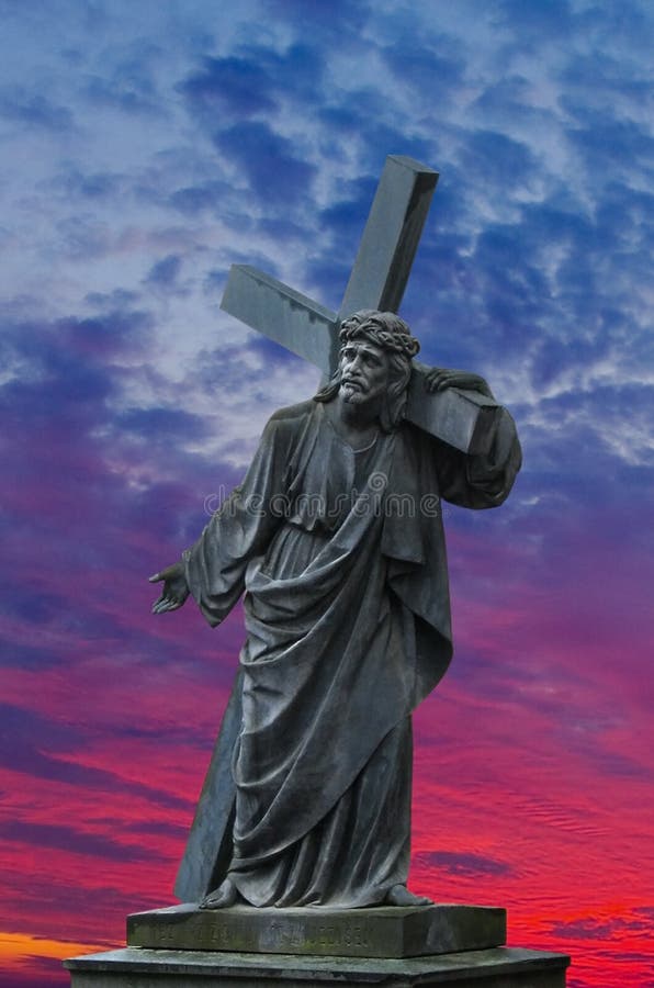 Jesus, Der Sein Kreuz Trägt Stockbild - Bild von christentum, kirche