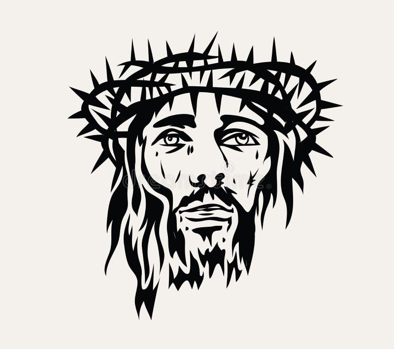 Jesus Face Art stock vector. Illustration of male, icon - 228227619