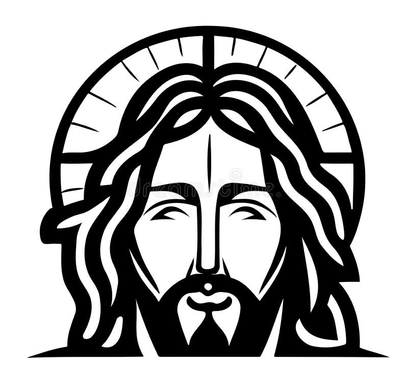 Jesus Face Sketch Hand Drawn Graphic Style Logo Religion Stock Vector ...