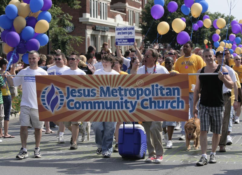 Jesus Metropolitan Community Church no orgulho de Indy foto de stock royalty free Jesus Metropolitan Community Church no orgulho de Indy foto de stock royalty free