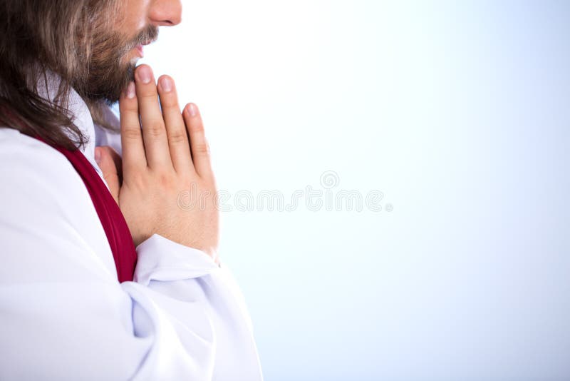 Jesus praying, profile side view royalty free stock images