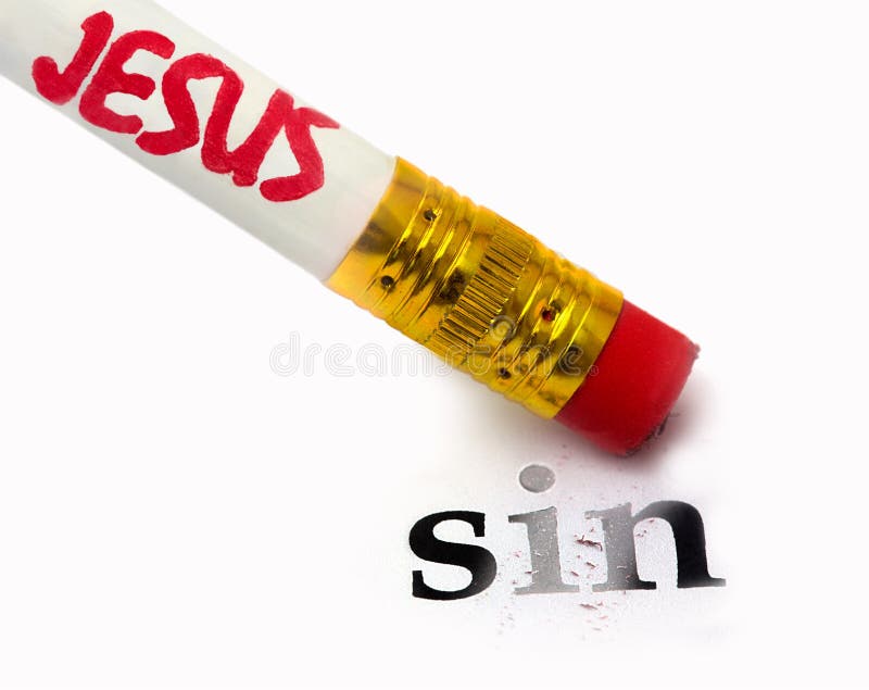 Jesus removes sin. Concept of Jesus erasing sin, using an eraser as analogy royalty free stock photography