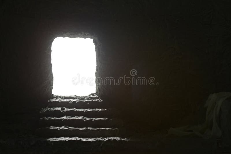 Jesus`s empty Tomb seen from the inside with light comming from the outside. Jesus`s empty Tomb seen from the inside with light comming from the outside