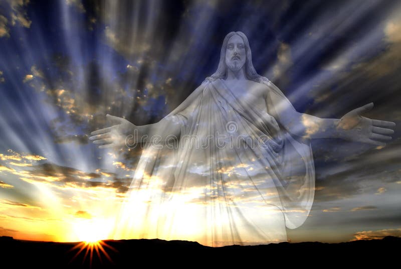 Jesus in the Sky with Rays of Light Love Hope