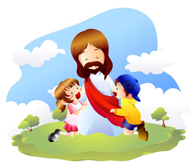 Jesus und kleine Kinder stock abbildung Jesus und kleine Kinder stock abbildung