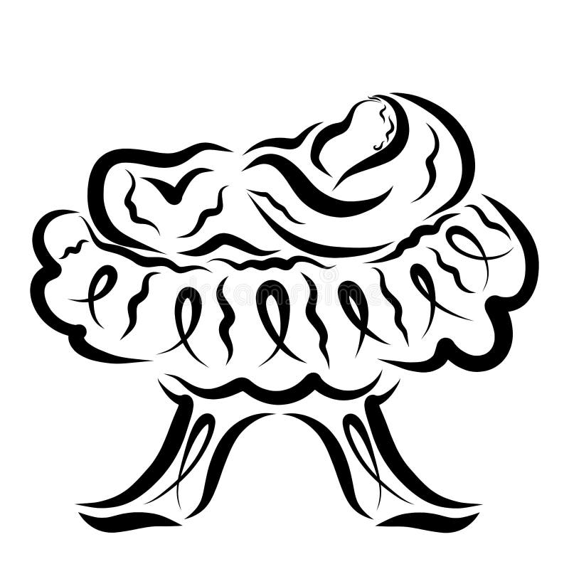 Jesus verpakte in luiers die in een trog met symboliek slapen stock illustratie Jesus verpakte in luiers die in een trog met symboliek slapen stock illustratie