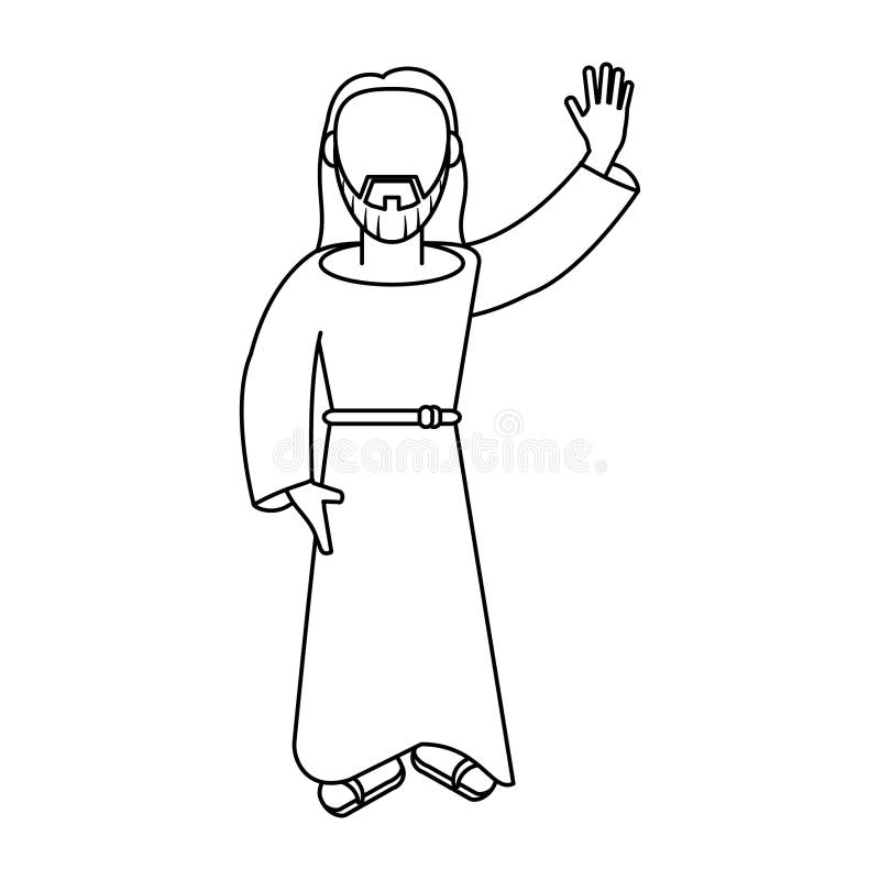 Jesuschrist Man Cartoon in Black and White Faceless Stock Vector ...