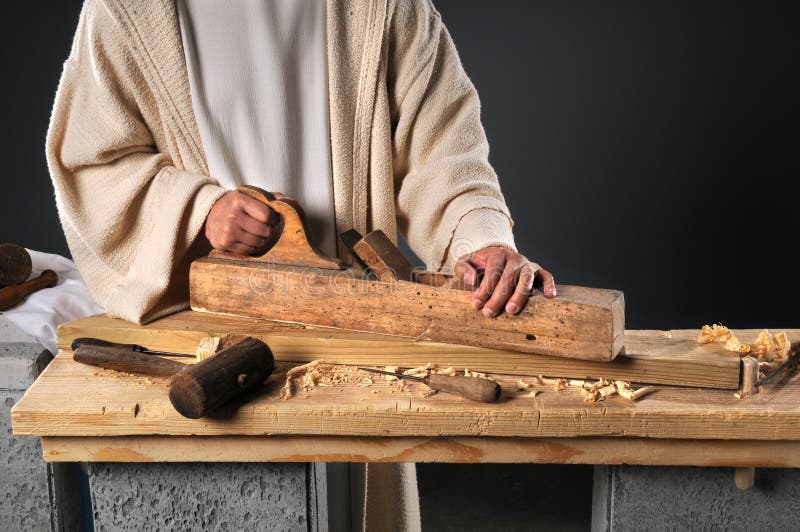 Jesús con el plano de madera