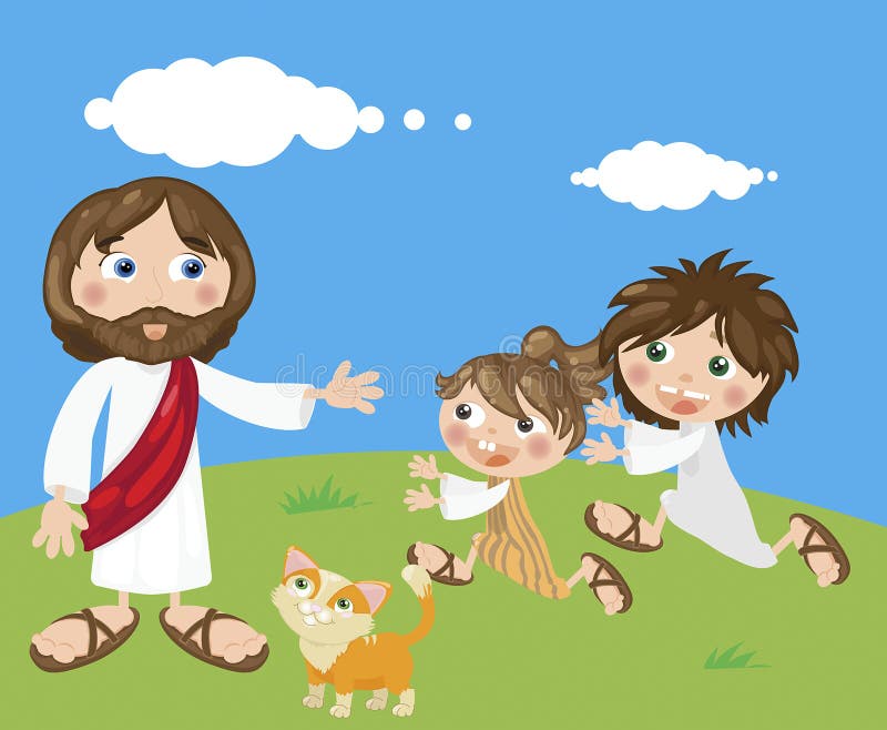 Jesús y niños ilustración del vector Jesús y niños ilustración del vector