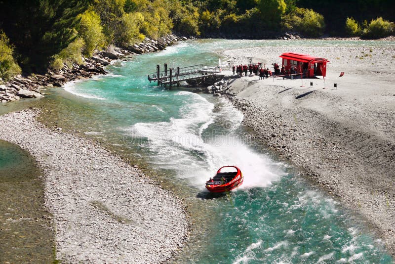 jet boat ride, shotover river, queenstown editorial