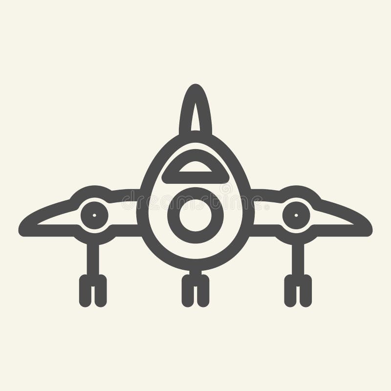 Jet fighter front view line icon. Airplane vector illustration isolated on white. Air transport outline style design stock illustration