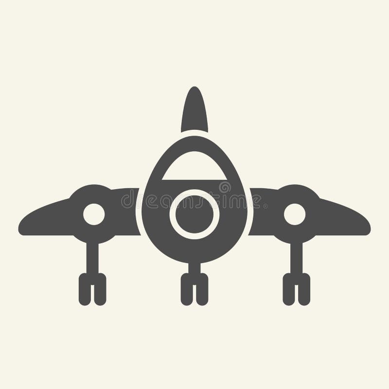 Jet fighter front view solid icon. Airplane vector illustration isolated on white. Air transport glyph style design vector illustration