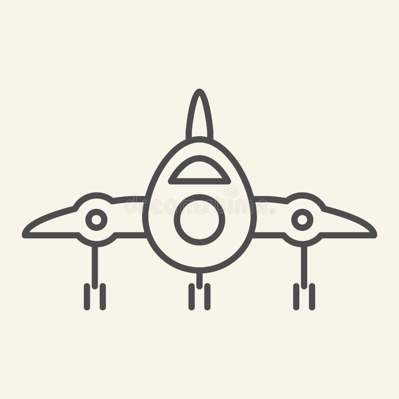 Jet fighter front view thin line icon. Airplane vector illustration isolated on white. Air transport outline style royalty free illustration