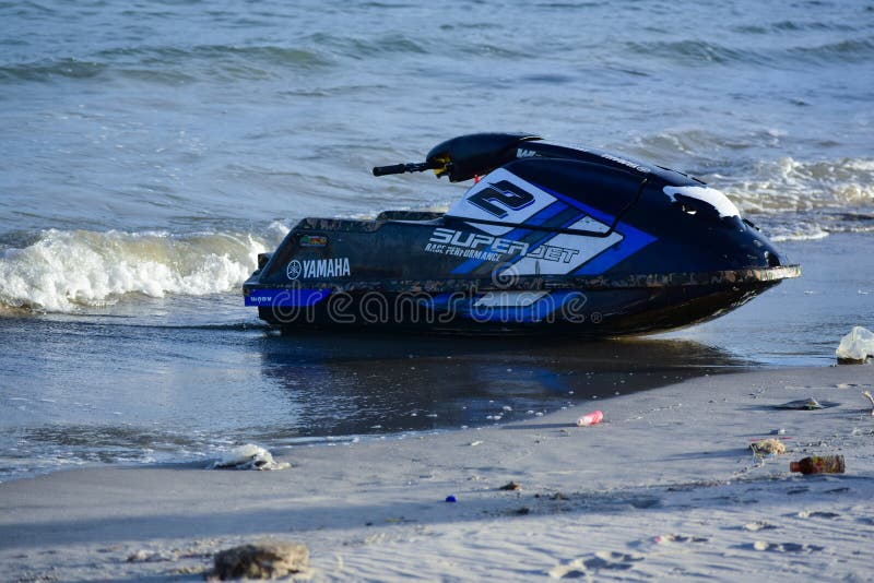 Jet ski on beach editorial stock photo. Image of racing 263468688