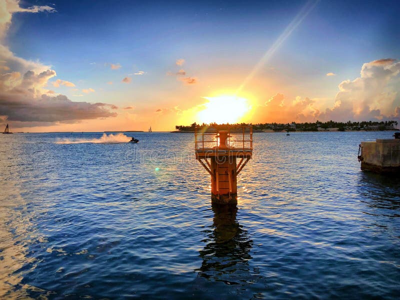 Jet Ski Splashing at Sunset in Key West, Florida Stock Image - Image of ...