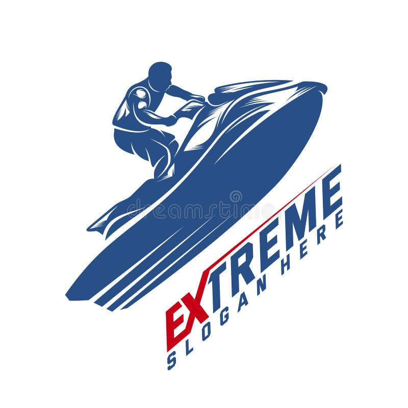 Jet Ski Sports Logo Vector, Extreme Jet Ski Design Vector Silhouet