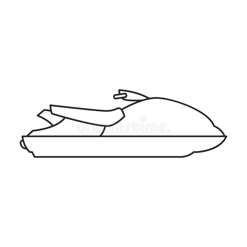 Jet Ski Vector Outline Icon. Vector Illustration Jetski On White