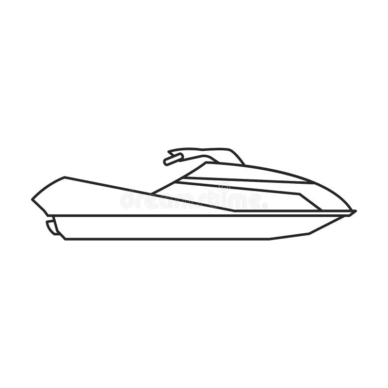 Jet Ski Vector Outline Icon. Vector Illustration Jetski On White