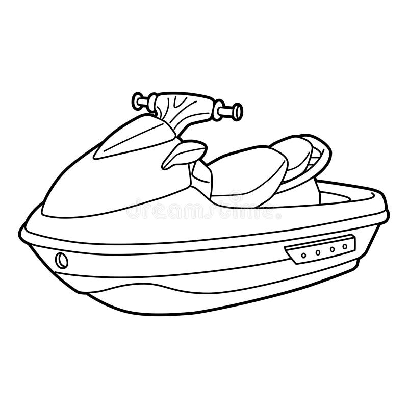 Jet Ski Vehicle Coloring Page for Kids Stock Vector - Illustration of