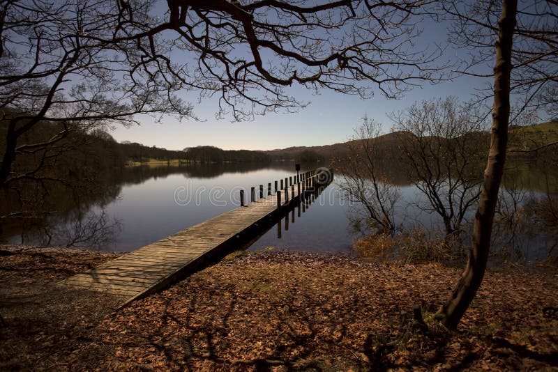 Jetty at night stock photos