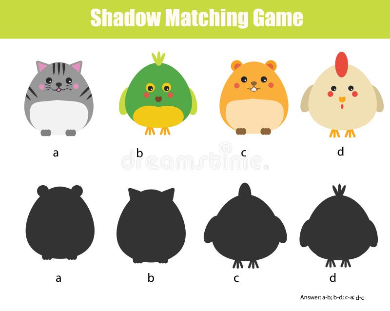 Jeu d'assortiment d'ombre Thème d'animaux illustration de vecteur Jeu d'assortiment d'ombre Thème d'animaux illustration de vecteur