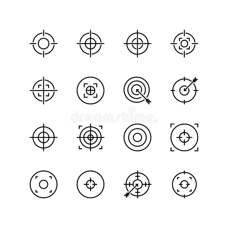 Jeu d'icônes de ligne cible, illustration vectorielle de marque commerciale d'objectif illustration de vecteur Jeu d'icônes de ligne cible, illustration vectorielle de marque commerciale d'objectif illustration de vecteur