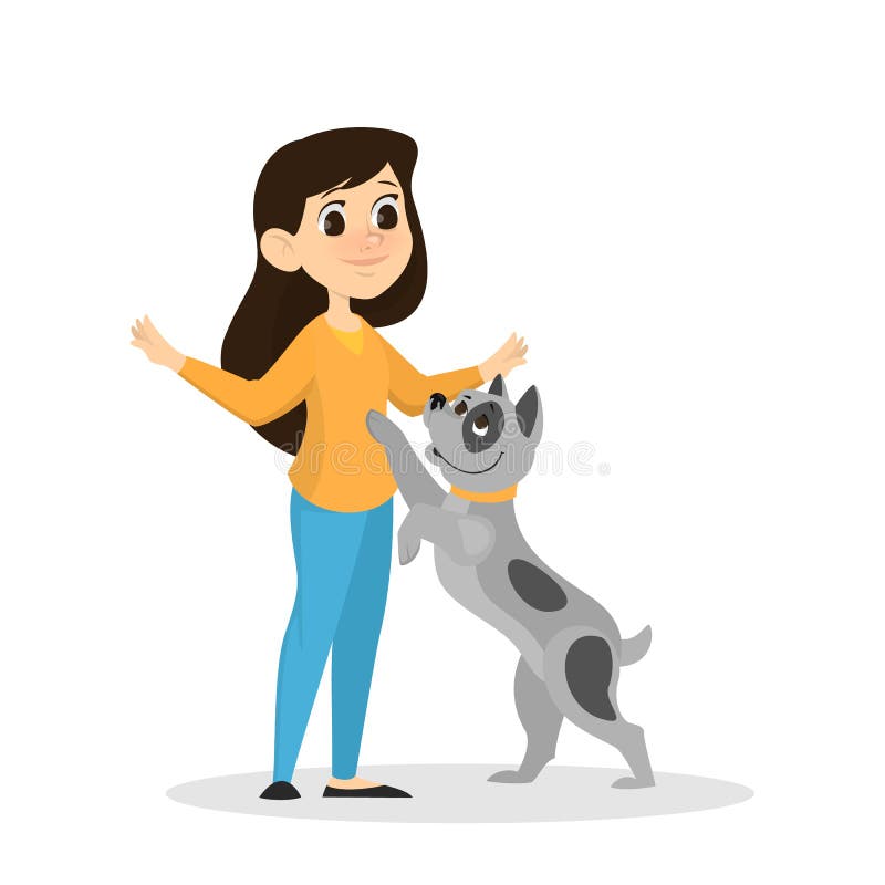 Jeu de fille d'enfant avec un chien du gosse III illustration stock Jeu de fille d'enfant avec un chien du gosse III illustration stock