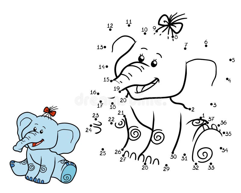 Numbers game for children, education game: elephant. Numbers game for children, education game: elephant