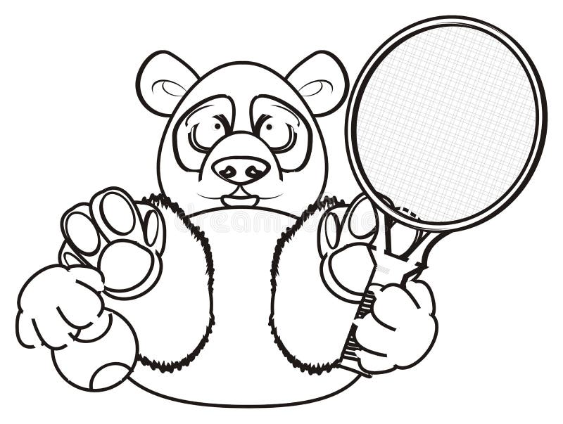 Download Jeu De Panda De Coloration Au Tennis Illustration Stock - Illustration du fond, coloration: 77151588