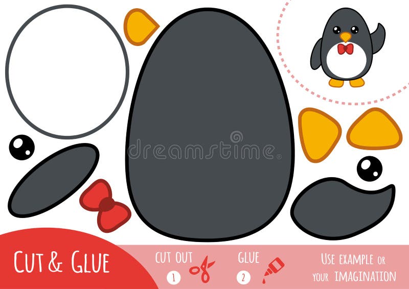 Education paper game for children, Penguin. Use scissors and glue to create the image. Education paper game for children, Penguin. Use scissors and glue to create the image.