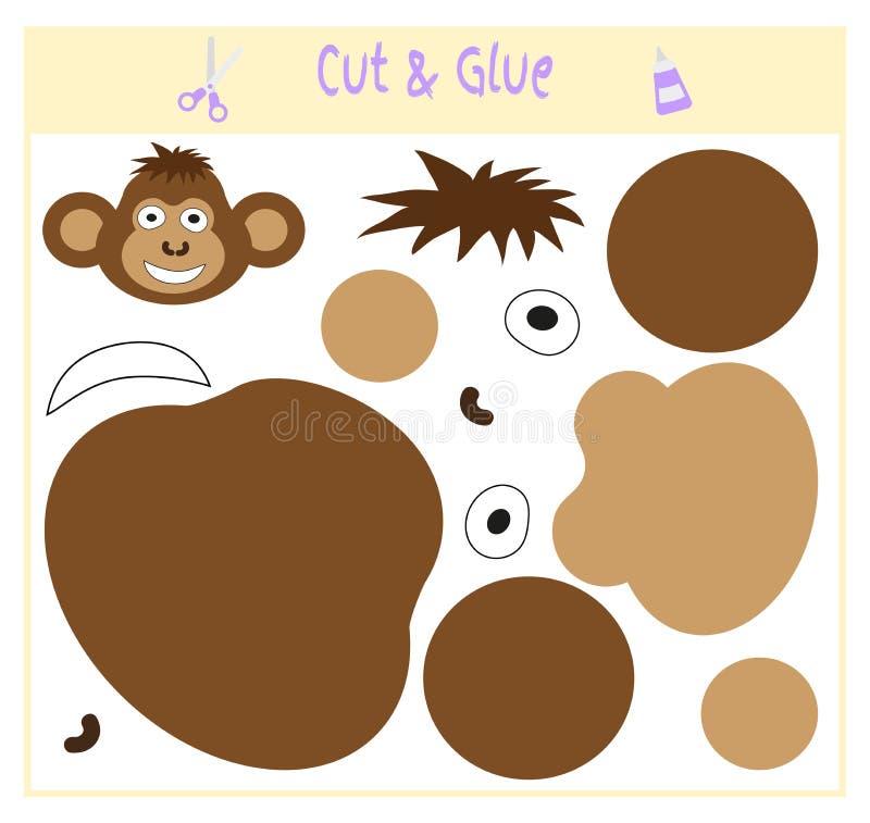 Jeu de papier d'éducation pour le développement des enfants préscolaires Coupez les parties de l'image et les collez sur le papie illustration stock Jeu de papier d'éducation pour le développement des enfants préscolaires Coupez les parties de l'image et les collez sur le papie illustration stock