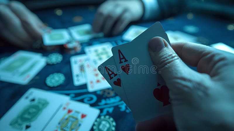 A tense card game situation captured in close-up, revealing the emotion and strategy of poker. AI. A tense card game situation captured in close-up, revealing the emotion and strategy of poker. AI