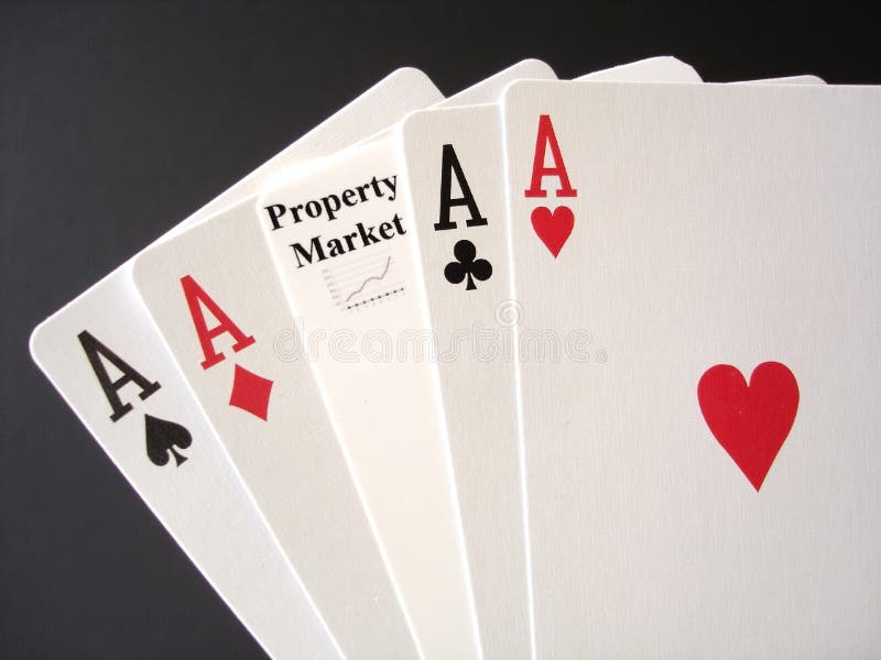 Poker Aces and a Property Market card for a gamble. Poker Aces and a Property Market card for a gamble.