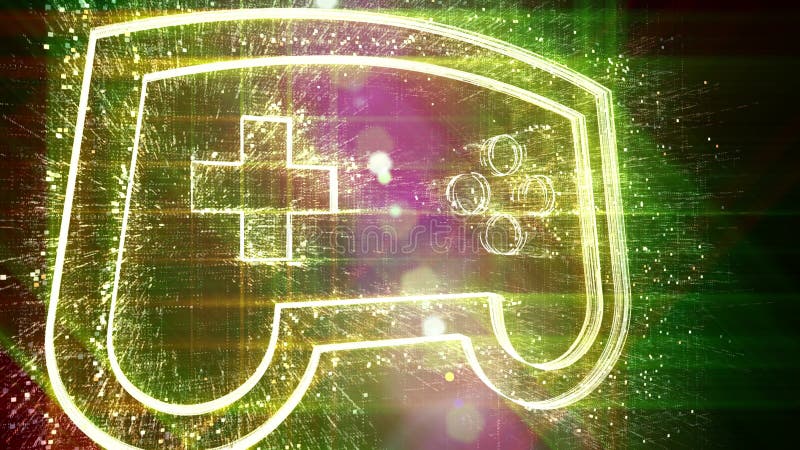 Jeu numérique de protection de jeux du fond du rétro 5g de gamepad 4k hologramme de contrôleur. illustration de vecteur