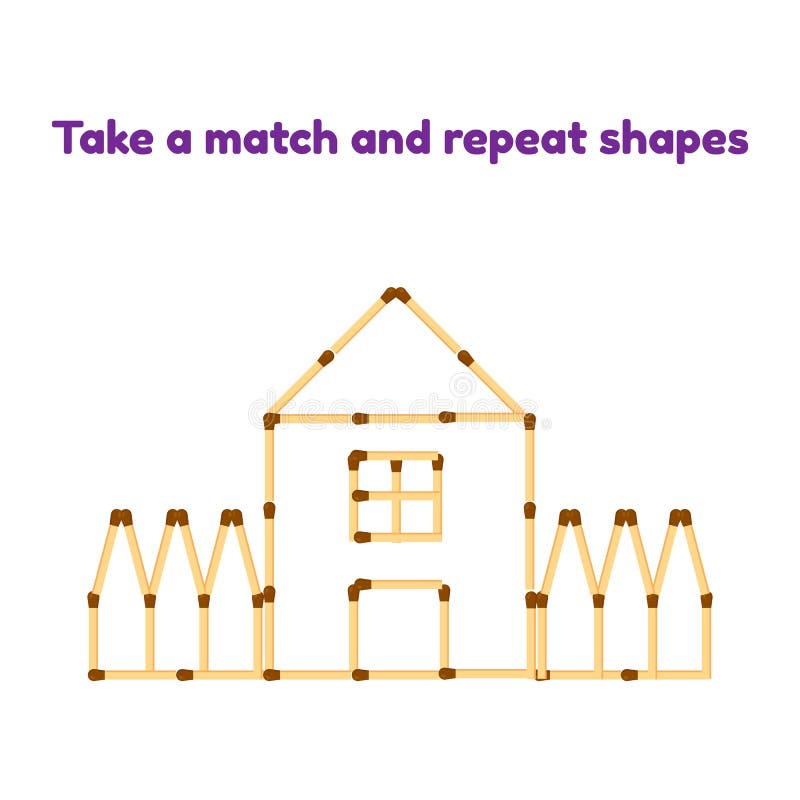 jeu pour les enfants préscolaires Prenez les matchs et répétez la photo maison avec la fenêtre, le toit et la barrière illustration de vecteur jeu pour les enfants préscolaires Prenez les matchs et répétez la photo maison avec la fenêtre, le toit et la barrière illustration de vecteur