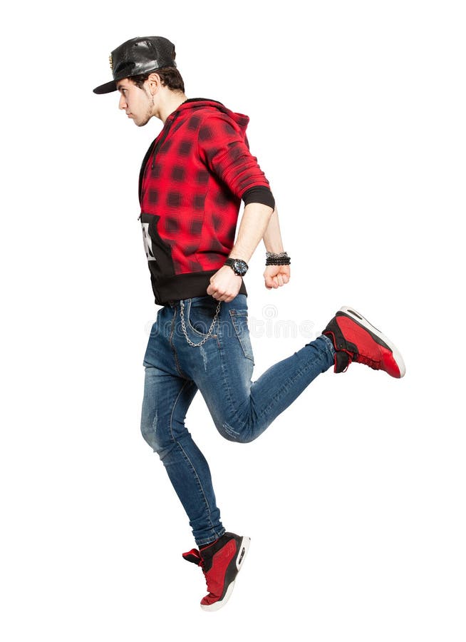 Jeune action urbaine de danseur de rue Sur le fond blanc, png disponible photographie stock libre de droits Jeune action urbaine de danseur de rue Sur le fond blanc, png disponible photographie stock libre de droits
