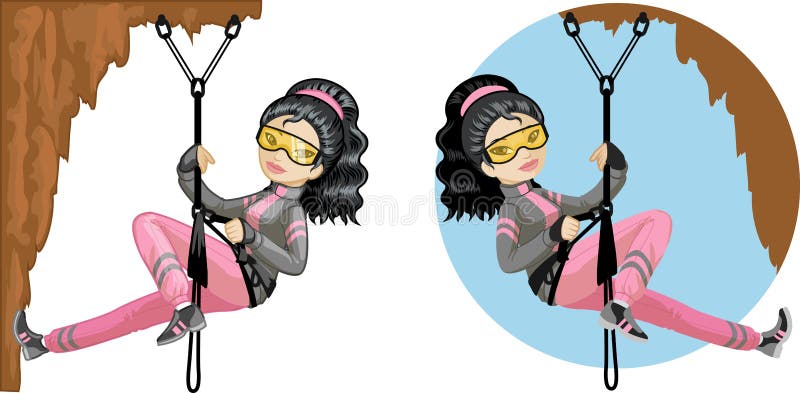 Jeune alpiniste asiatique mignonne de femme illustration stock Jeune alpiniste asiatique mignonne de femme illustration stock