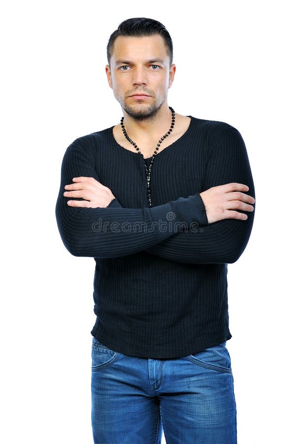 Portrait du jeune bel homme d'isolement sur un fond blanc photos stock Portrait du jeune bel homme d'isolement sur un fond blanc photos stock