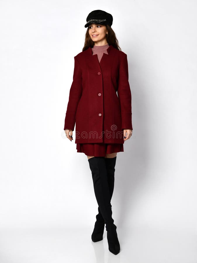 manteau femme rouge foncé