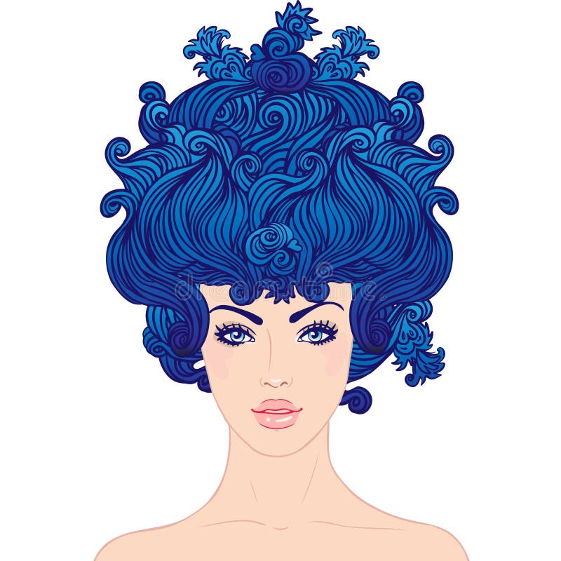 Jeune belle fille avec le cheveu bleu illustration libre de droits Jeune belle fille avec le cheveu bleu illustration libre de droits