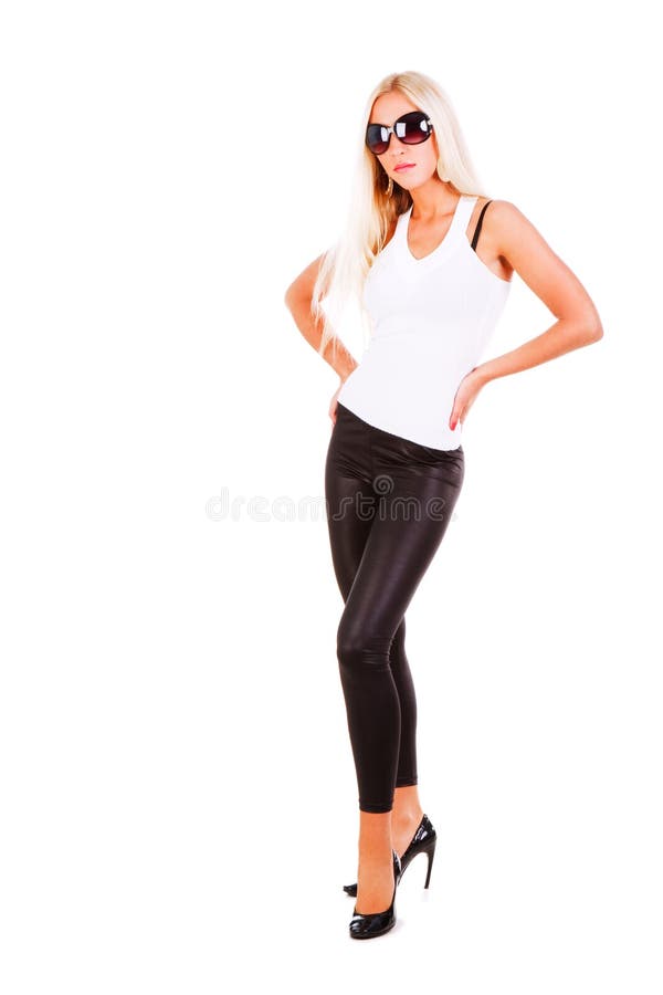 Jeune Belle Fille Mince Dans Le Blanc Photo stock Image du insousiant, blond 12758026