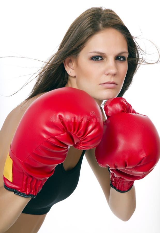 Jeune boxeur de femelle de brunette image libre de droits Jeune boxeur de femelle de brunette image libre de droits