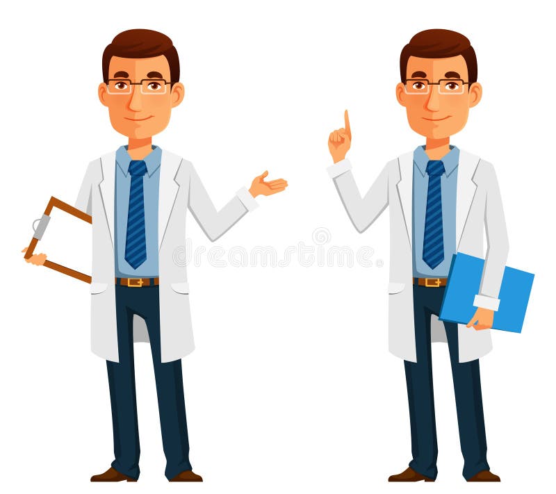 Jeune docteur amical dans le manteau blanc illustration stock Jeune docteur amical dans le manteau blanc illustration stock