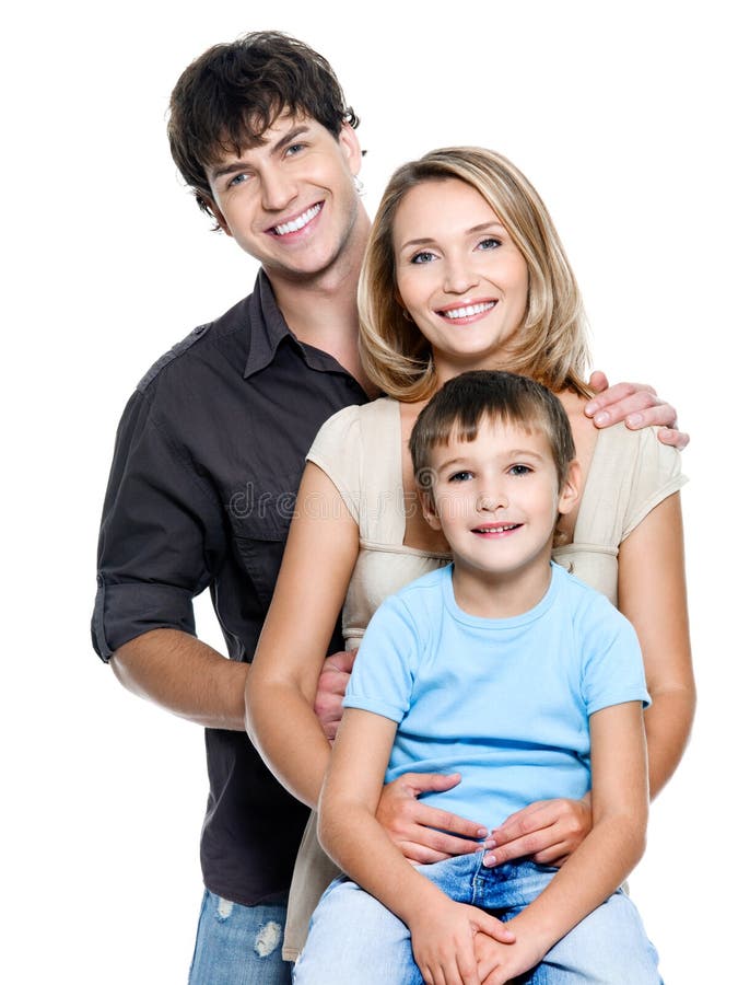 Jeune famille heureux avec le joli enfant image libre de droits Jeune famille heureux avec le joli enfant image libre de droits
