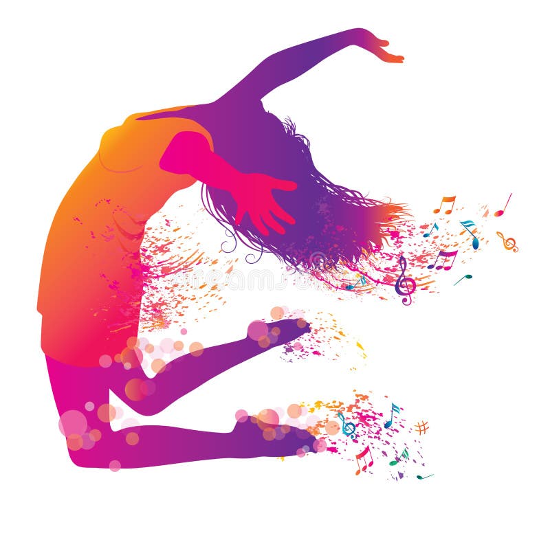 Jeune femme active sautant et dansant illustration stock