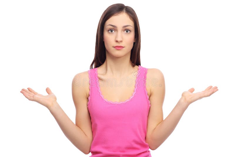 Jeune femme confuse photos stock Jeune femme confuse photos stock