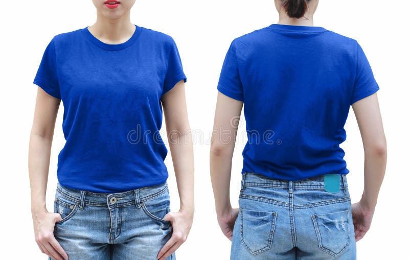 Jeune femme dans la chemise bleue sur le fond blanc photos stock Jeune femme dans la chemise bleue sur le fond blanc photos stock